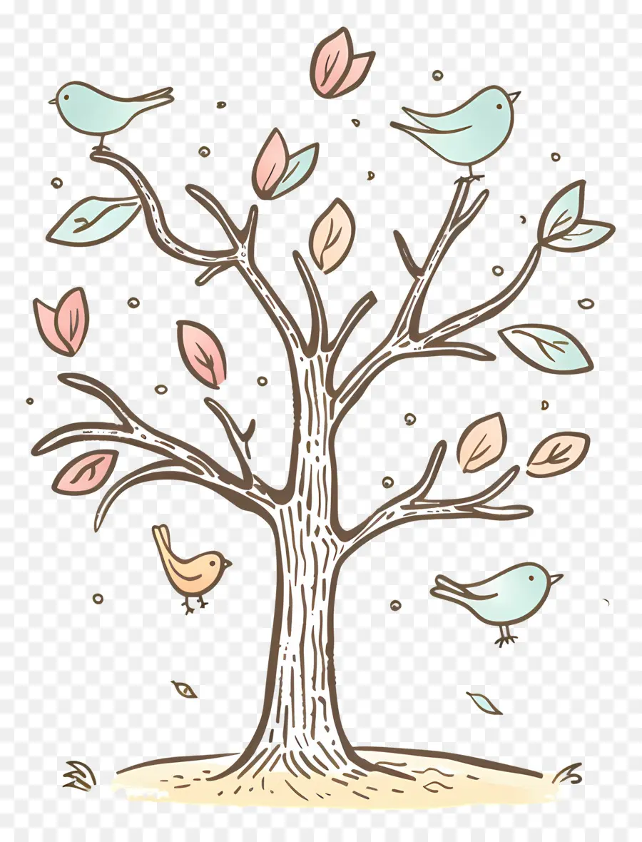 árbol Con Pájaros，Árbol PNG