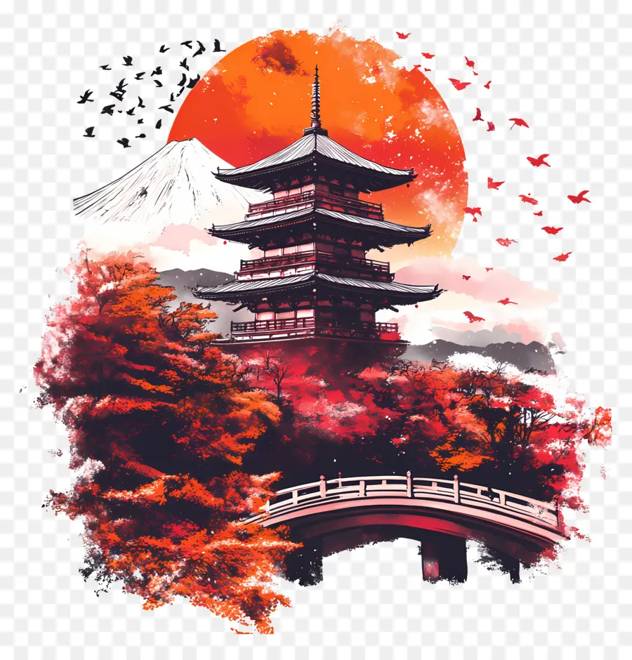 Otoño，Pagoda PNG