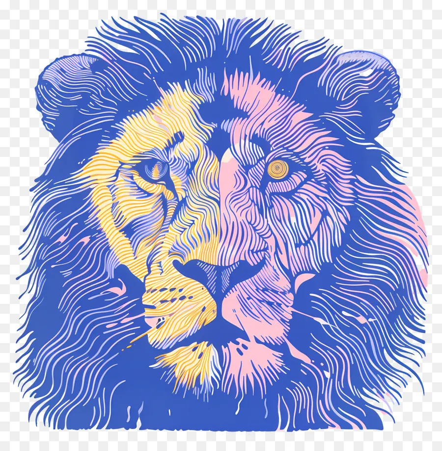 León Azul，León Colorido PNG