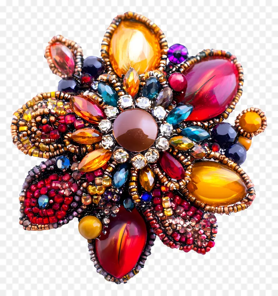 Broche，Broche De Piedras Preciosas De Colores PNG