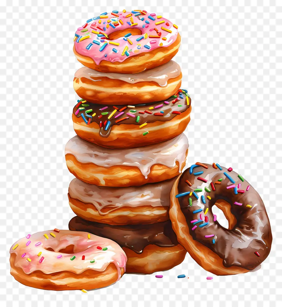 Pila De Donas，Donas De Chocolate PNG