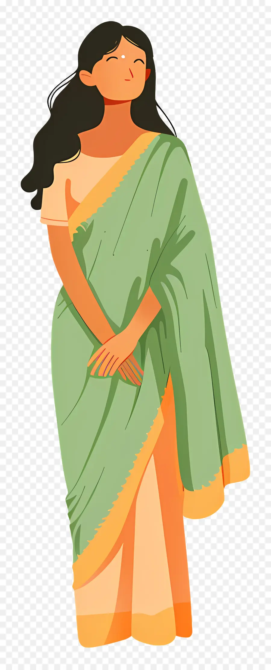 Mujer En Sari，Mujer En Sari Verde PNG