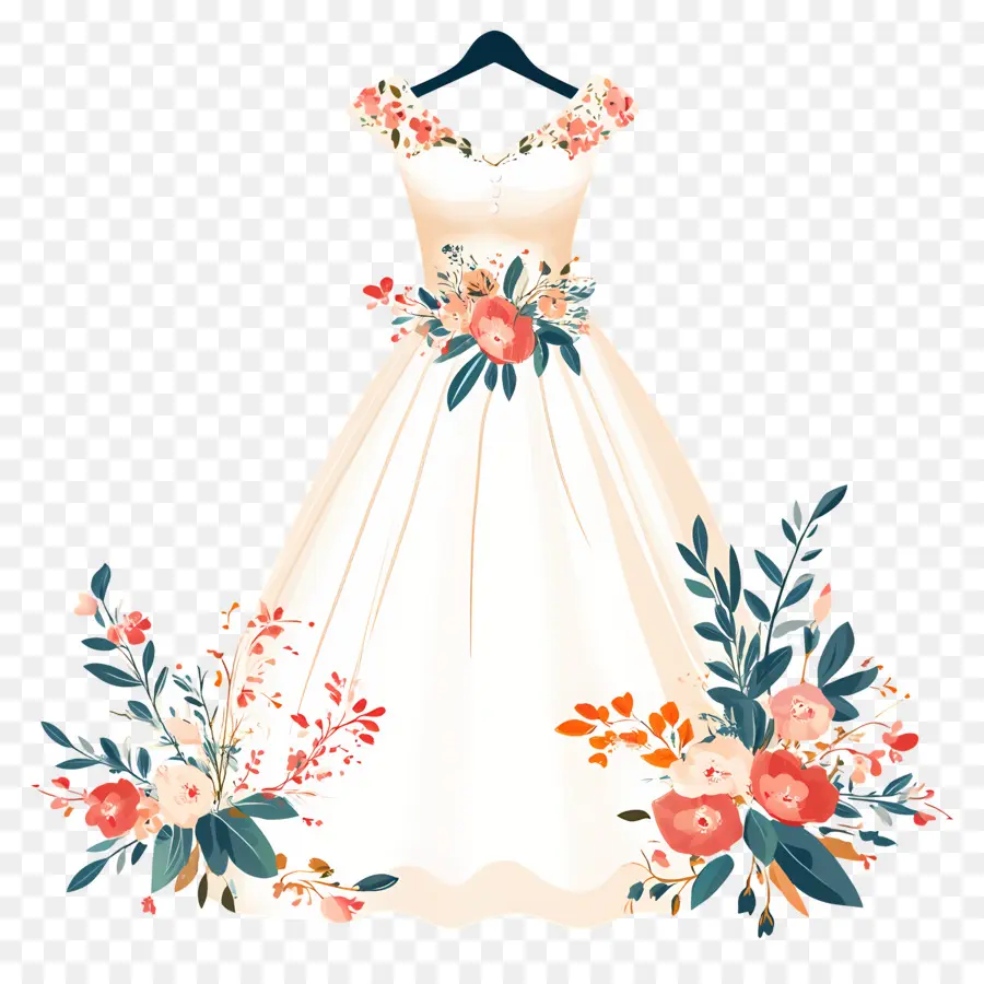 Tarjeta De Boda，Vestido De Flores PNG