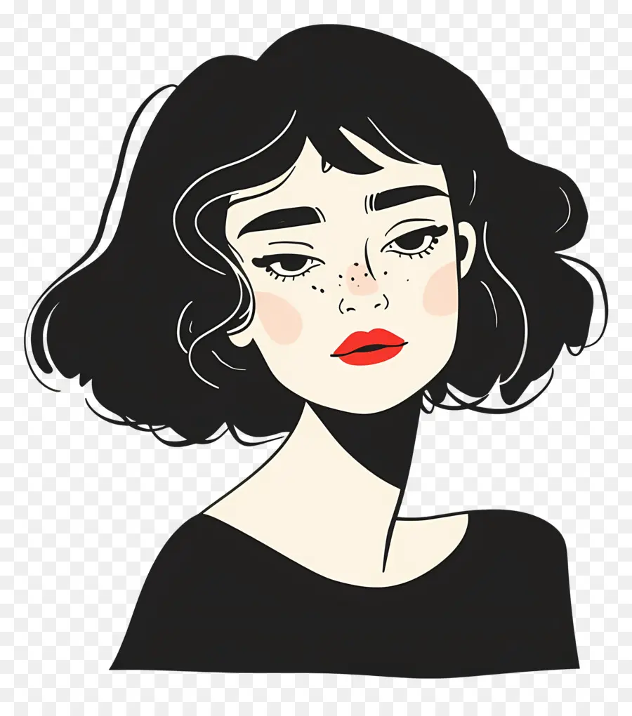 Mujer De Negro，Mujer Con Cabello Negro PNG