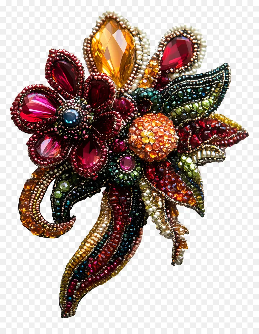 Broche，Broche De Piedras Preciosas Florales PNG