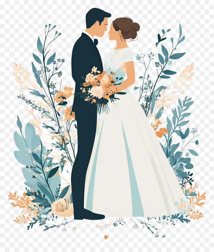 Tarjeta De Boda，Pareja De Novios PNG