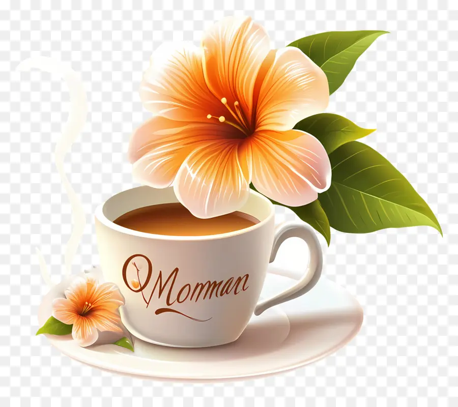 Buen Día，Taza Con Flor PNG