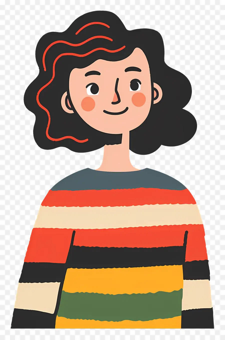 Mujer En Sudadera，Chica Sonriente Con Pelo Rizado PNG