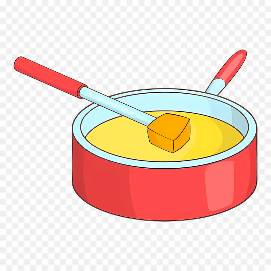 Fondue De Queso，Olla Roja Con Líquido Amarillo PNG