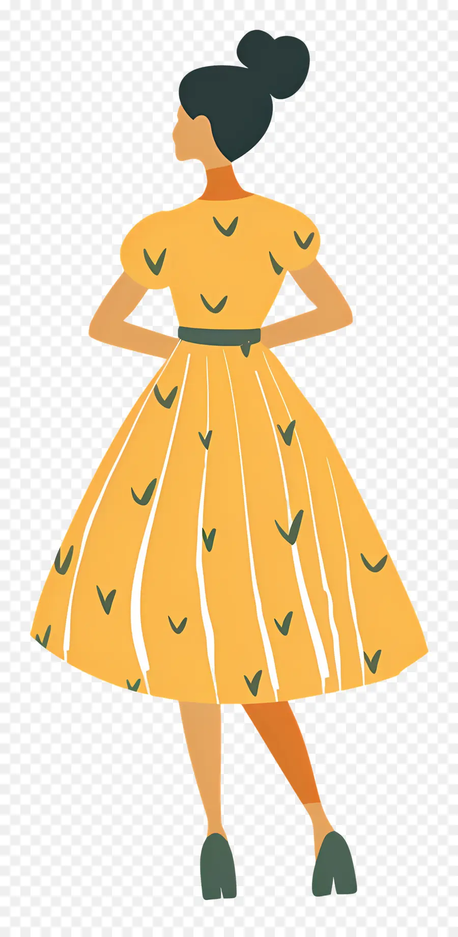 Mujer Vestida，Vestido Amarillo PNG