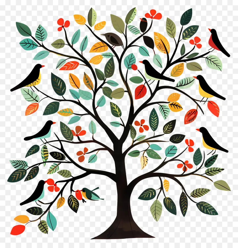 árbol Con Pájaros，Árbol PNG