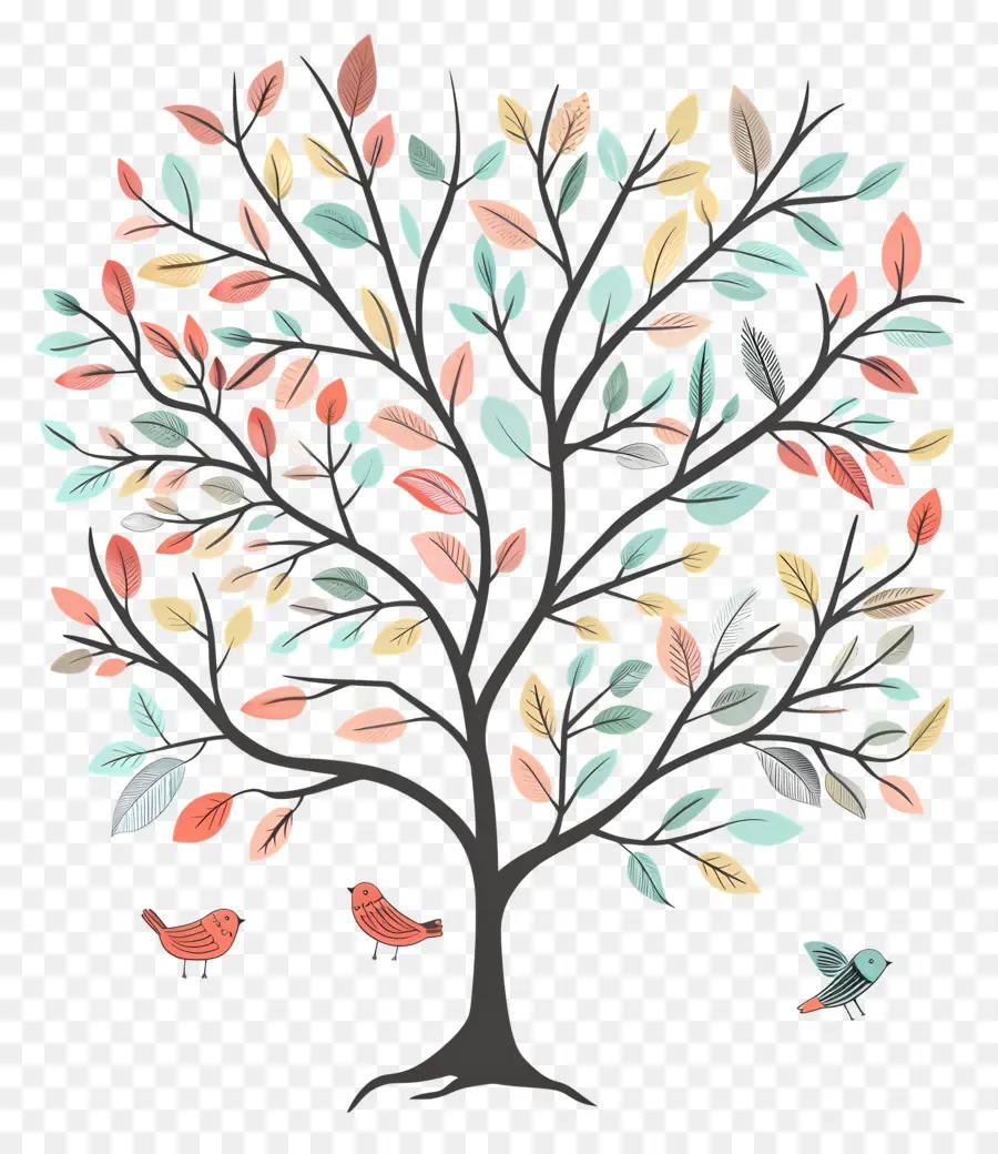 árbol Con Pájaros，Árbol PNG