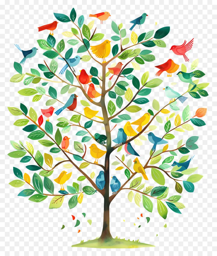 árbol Con Pájaros，Árbol Con Pájaros PNG