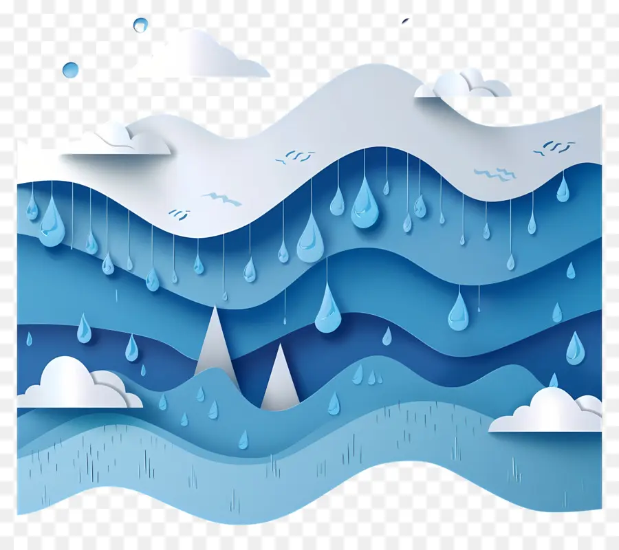 Paisaje De Lluvia，Paisaje Lluvioso Azul PNG