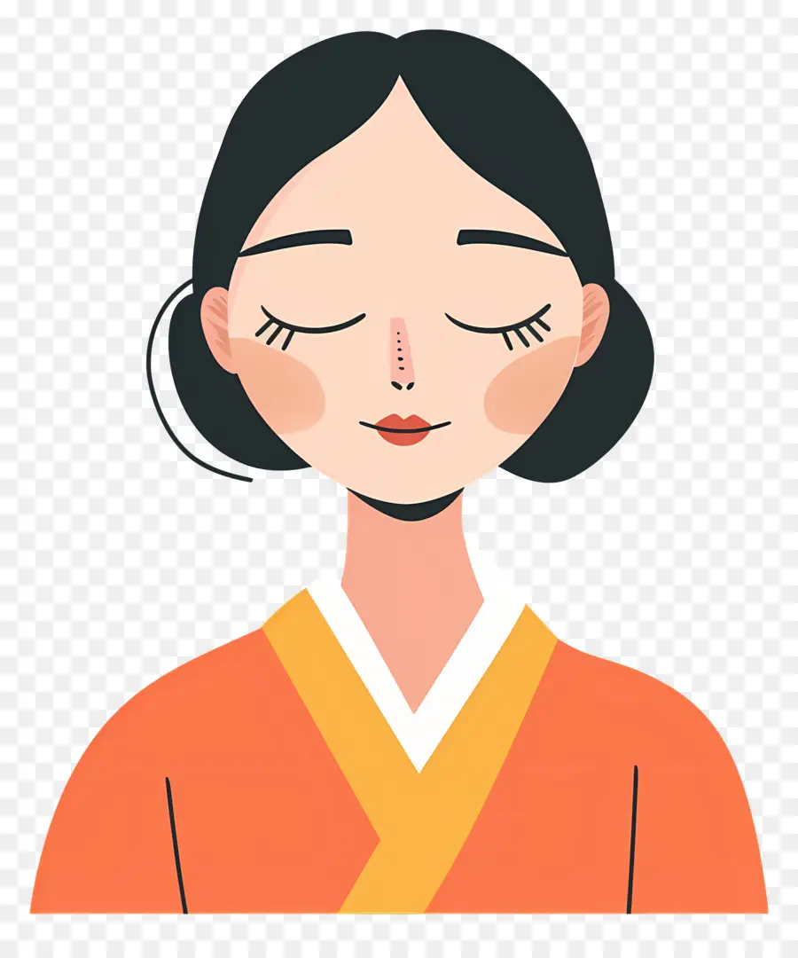 Mujer Coreana，Mujer Con Los Ojos Cerrados PNG