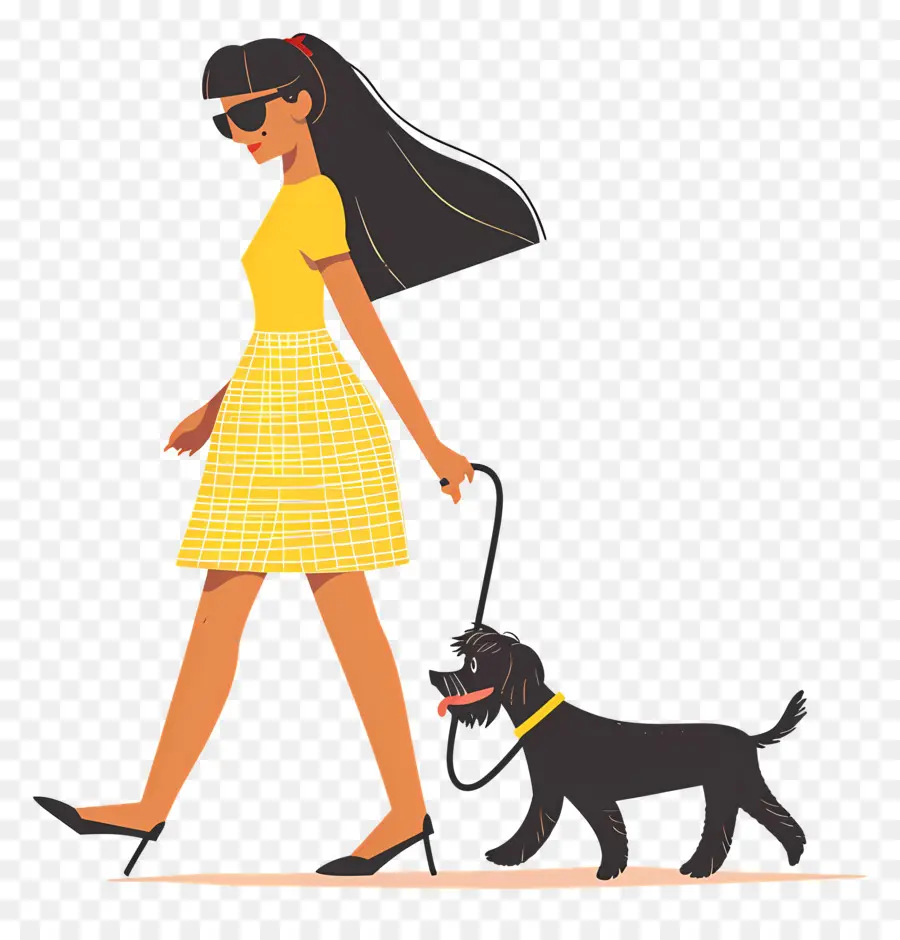 Mujer Paseando Perro，Perro PNG