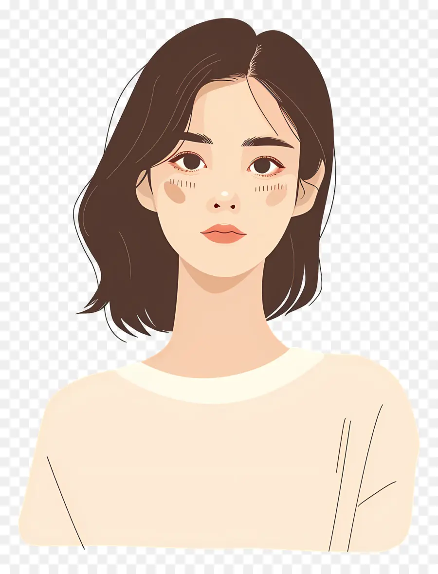 Mujer Coreana，Retrato De Niña De Dibujos Animados PNG