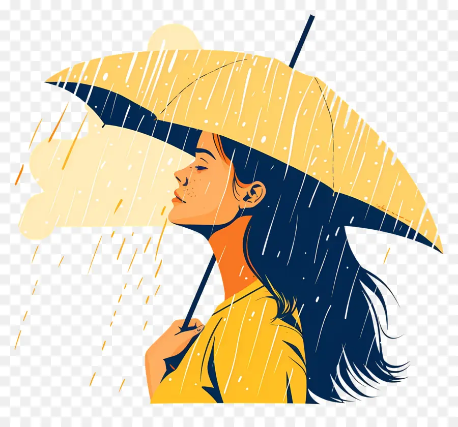 Mujer Disfrutando De La Lluvia，Día Lluvioso PNG