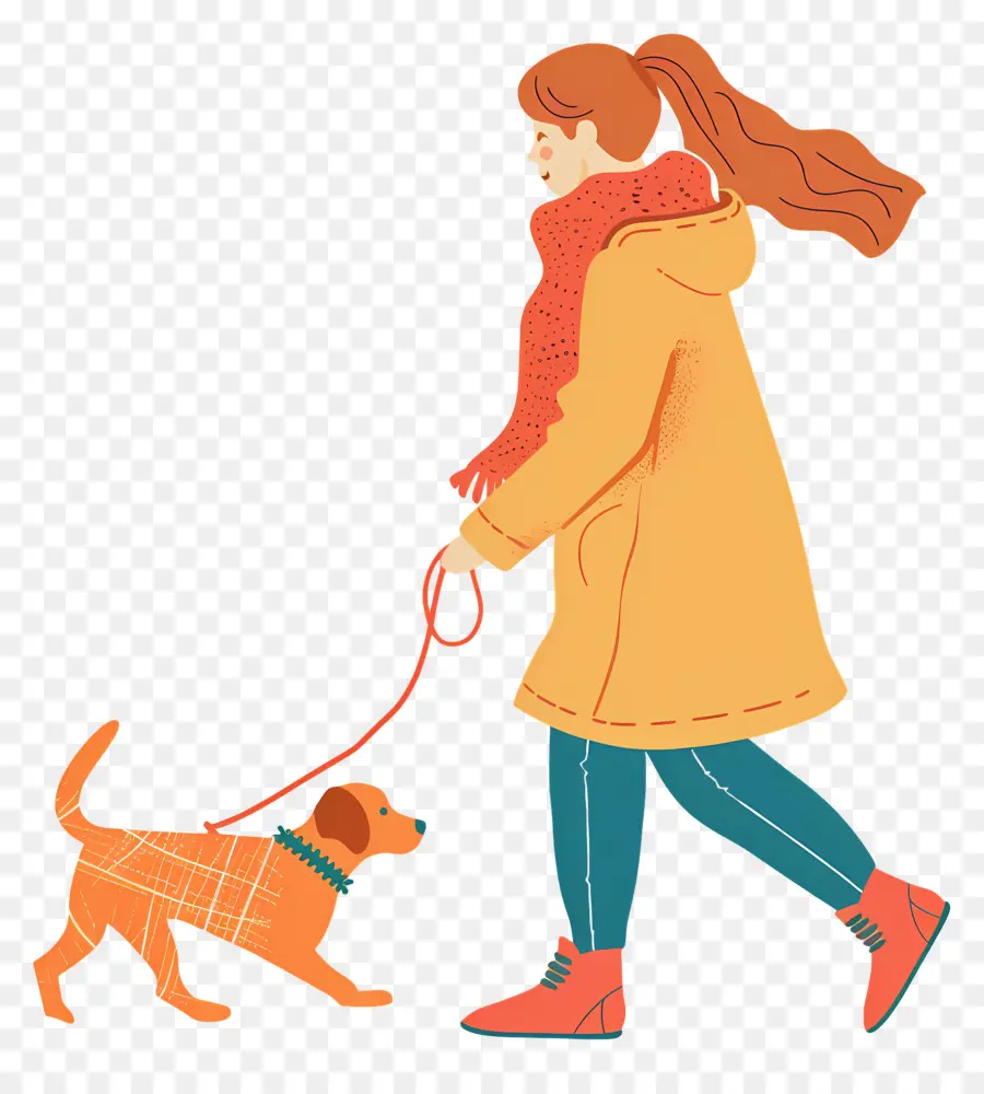 Mujer Paseando Perro，Chica Paseando Perro PNG