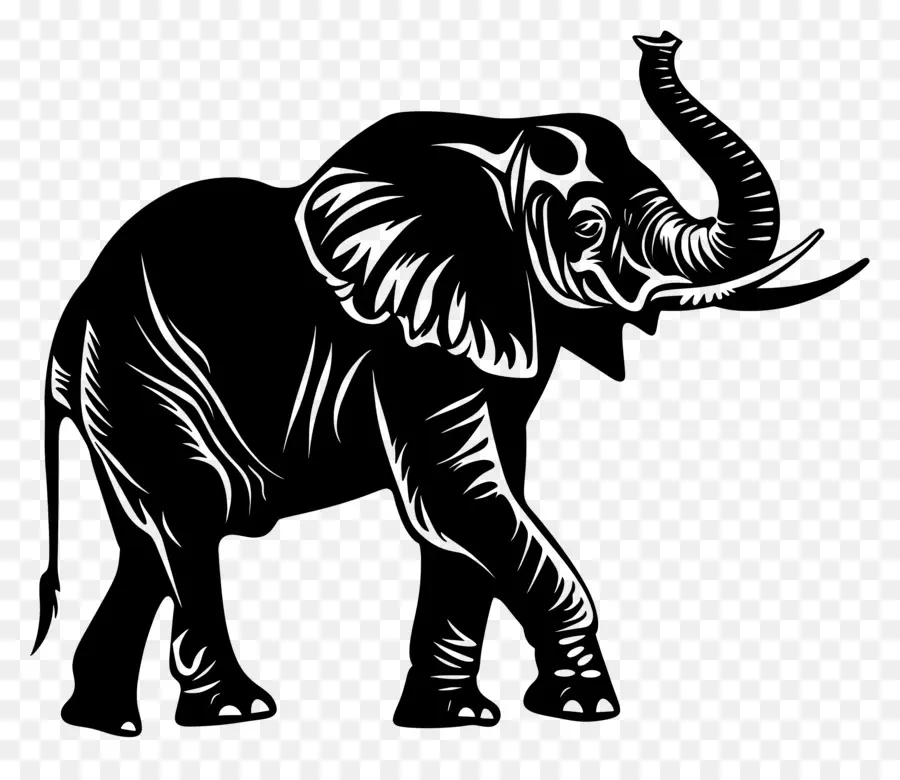 Silueta De Trompa De Elefante Arriba，Elefante Dibujo PNG