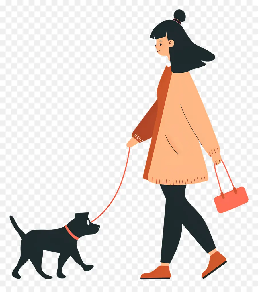 Mujer Paseando Perro，Perro PNG