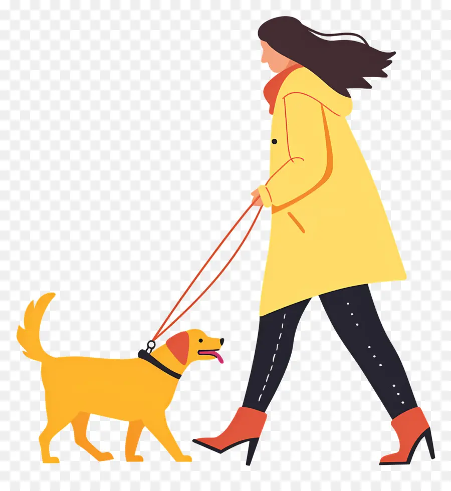 Mujer Paseando Perro，Perro PNG