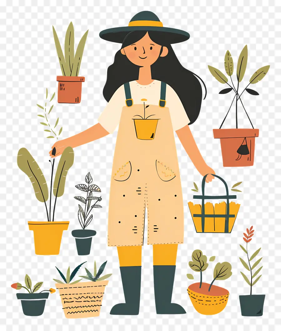 Mujer Jardinera，Jardinero Con Plantas PNG