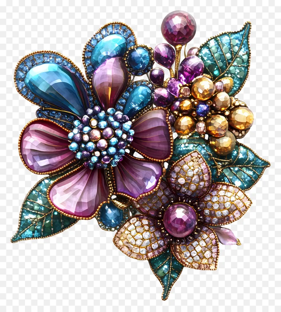 Broche，Flor De Cuentas Moradas PNG