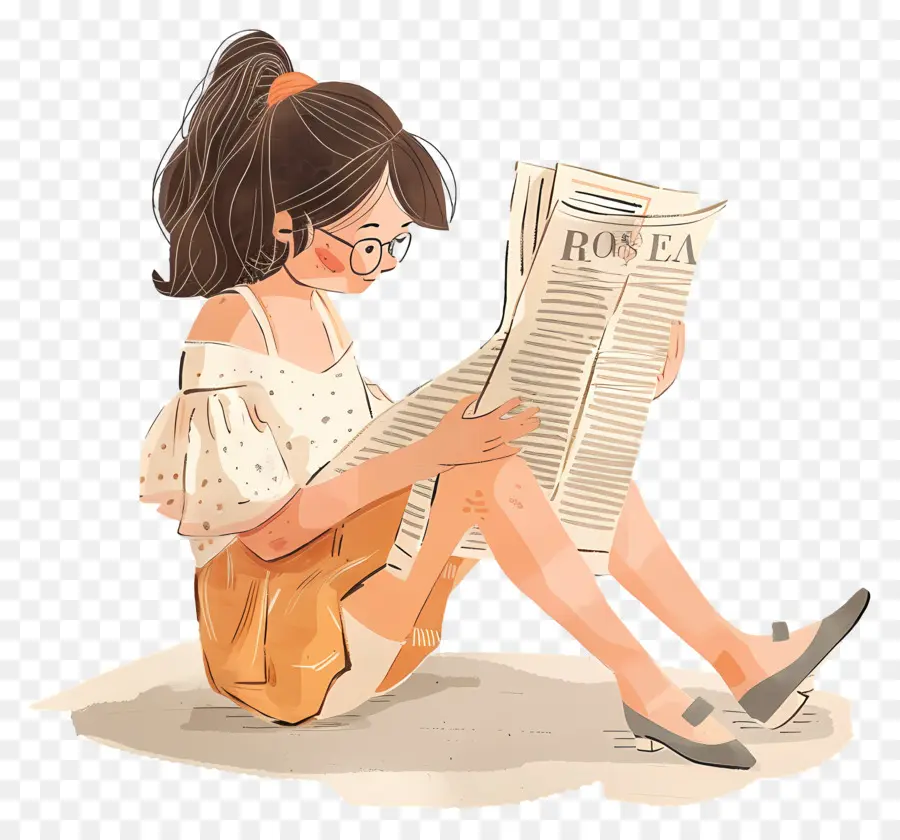 Chica Leyendo El Periódico，Lectura PNG