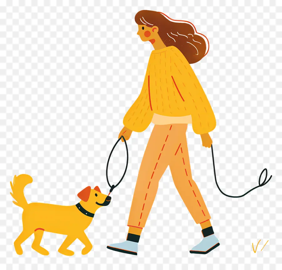 Mujer Paseando Perro，Chica Paseando Perro PNG