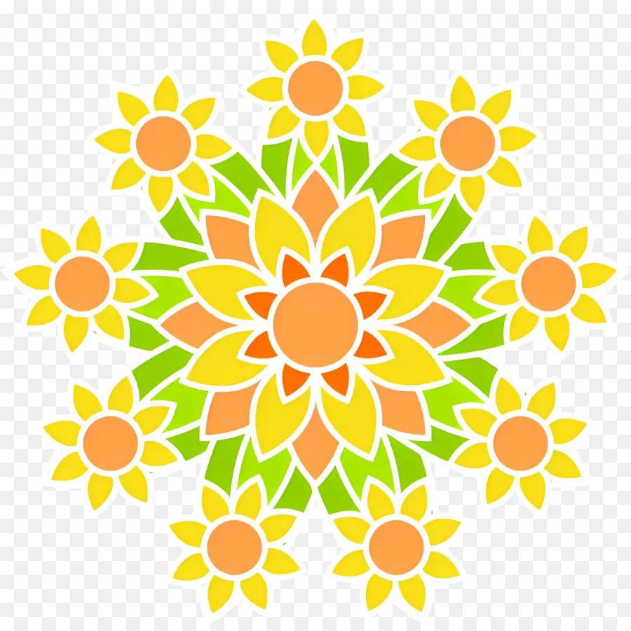 Mandala，Patrón Floral Colorido PNG