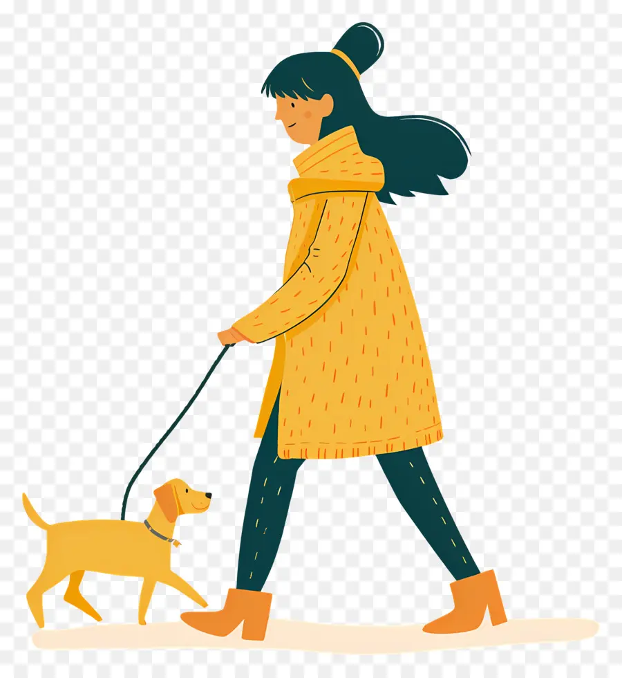 Mujer Paseando Perro，Chica Paseando Perro PNG