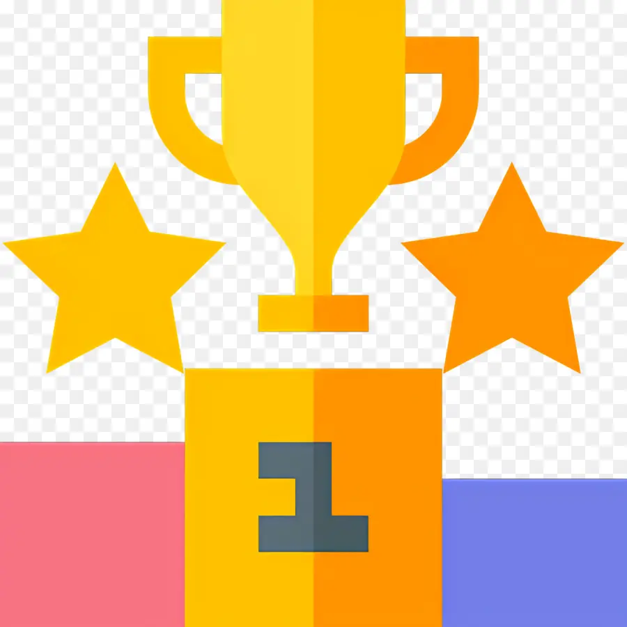 Podio De Trofeos，Trofeo De Oro Con Estrellas PNG