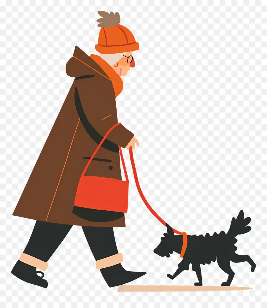 Anciana Paseando Perro，Mujer Paseando Perro PNG