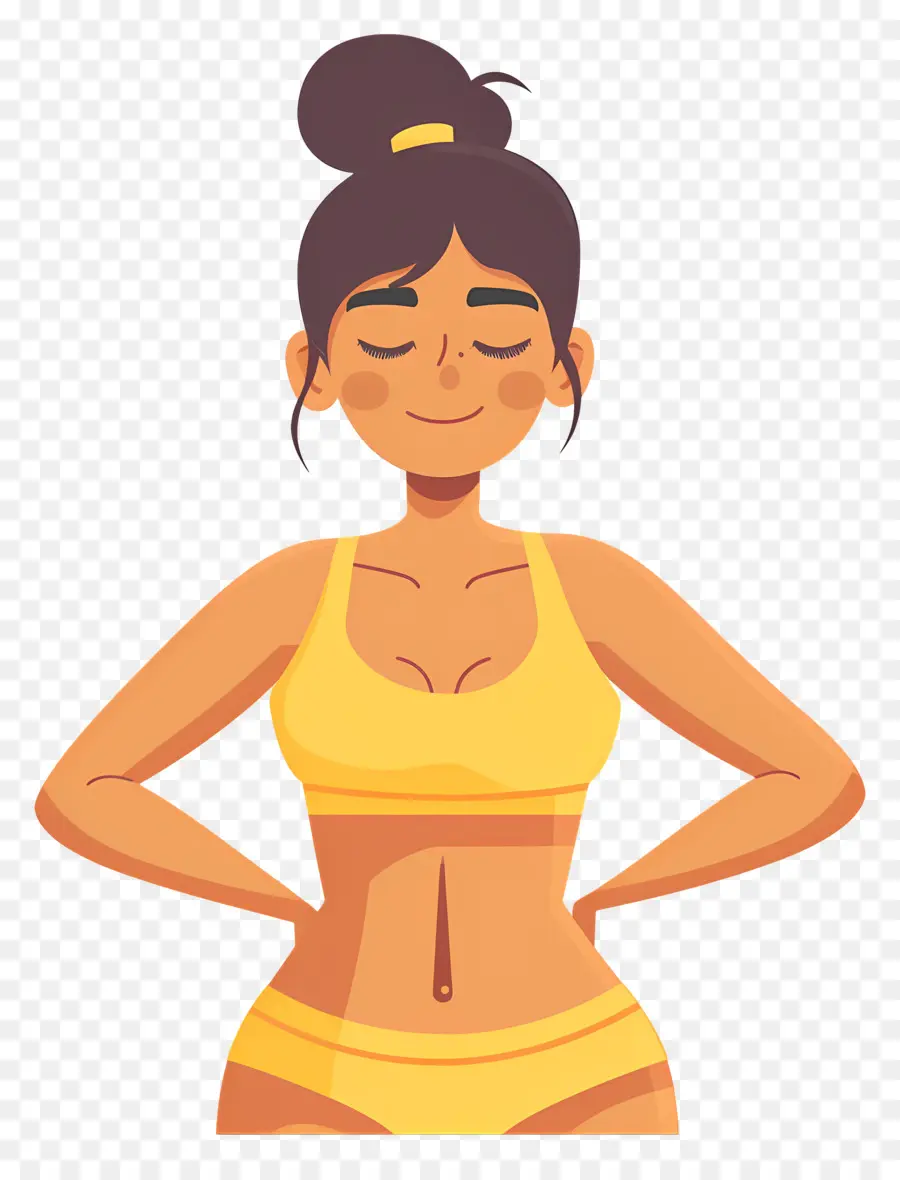 Mujer Fitness，Mujer En Ropa Deportiva Amarilla PNG