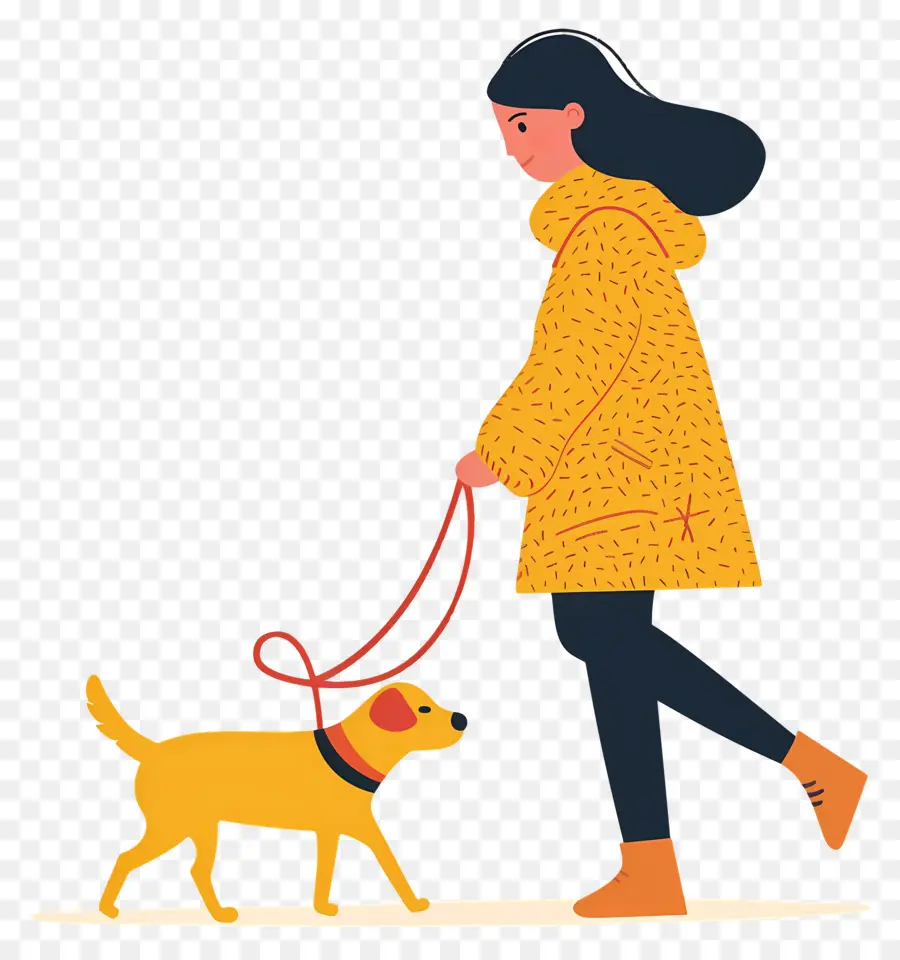 Mujer Paseando Perro，Perro PNG