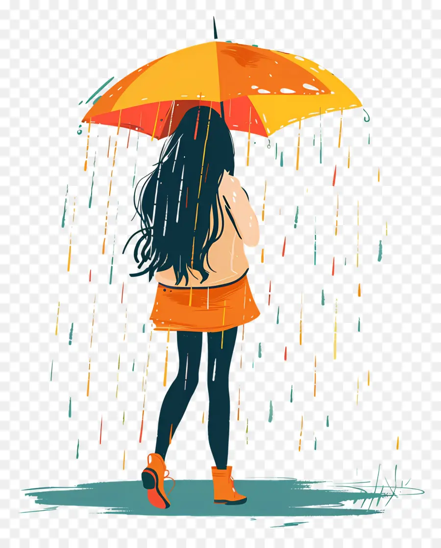 Mujer Disfrutando De La Lluvia，Mujer Con Paraguas PNG