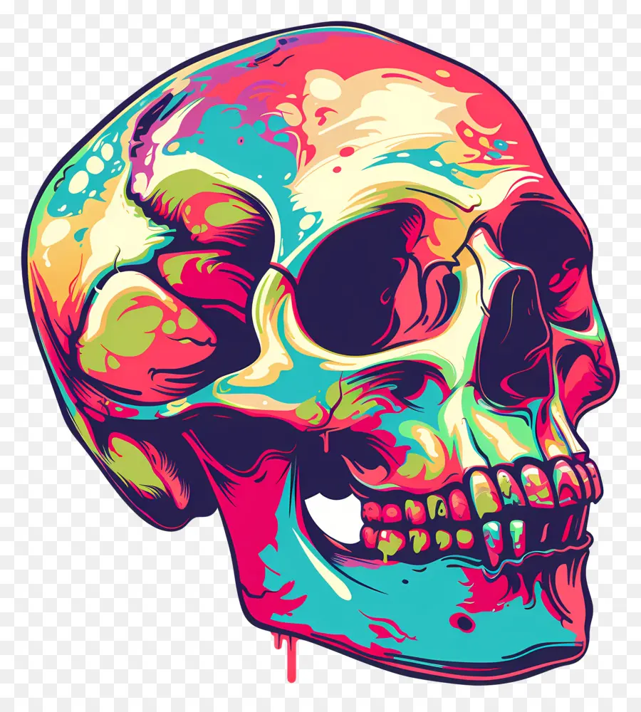 Calavera Aterradora，Calavera Colorida PNG