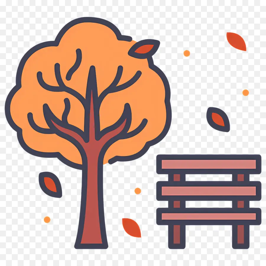 árbol De Otoño，árbol Y Banco PNG