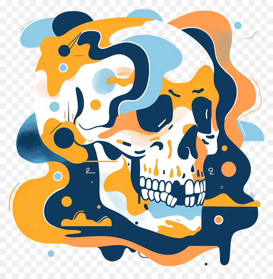 Calavera Aterradora，Calavera Colorida PNG