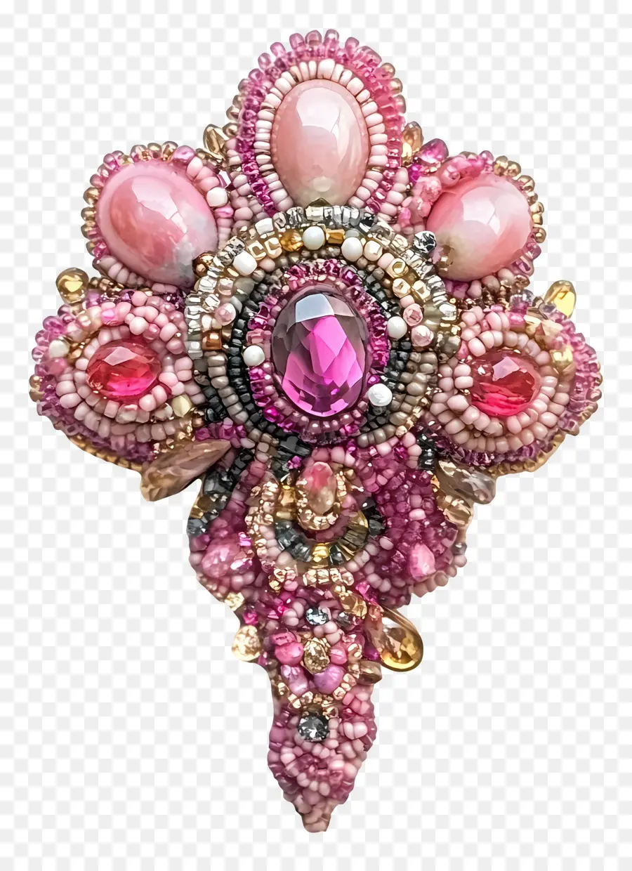 Broche，Broche De Cuentas Rosa PNG