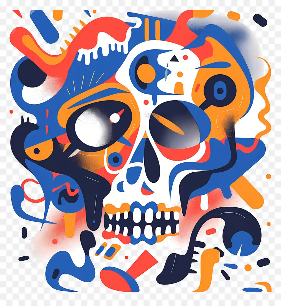 Calavera Aterradora，Calavera Colorida PNG