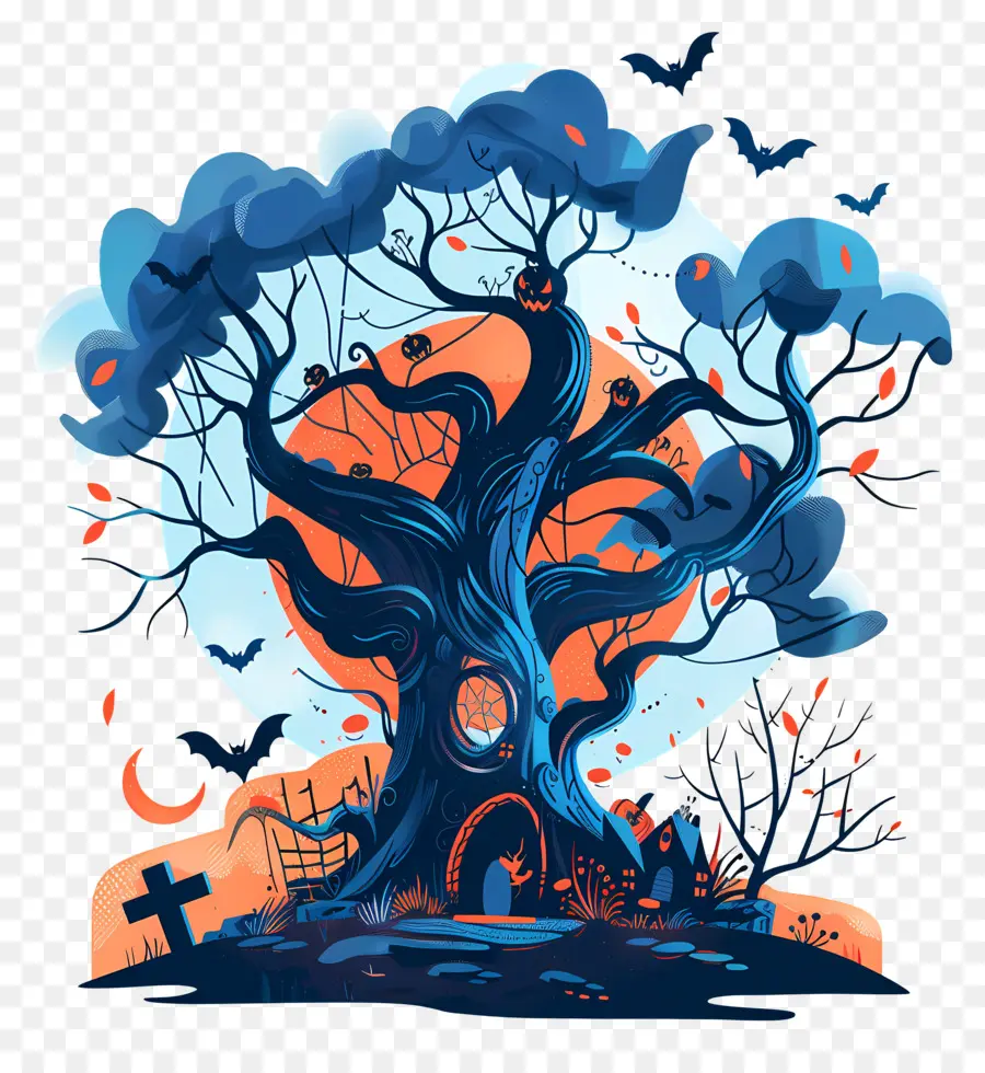 Árbol Espeluznante De Halloween，árbol Embrujado PNG