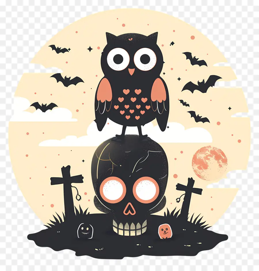 Búho De Halloween，Búho En Calavera PNG