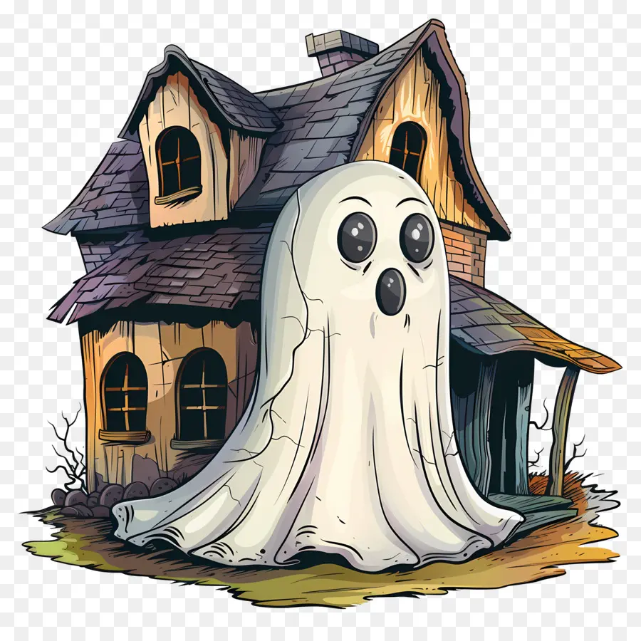 Fantasma De Halloween，Casa Embrujada PNG