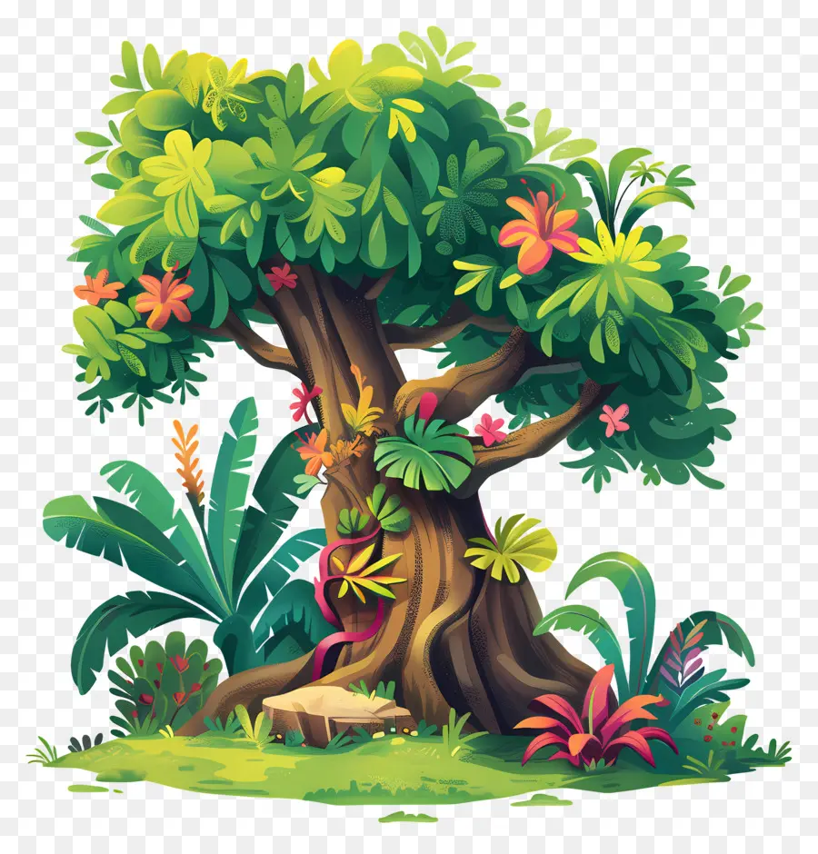 árbol De La Selva，árbol Con Flores PNG