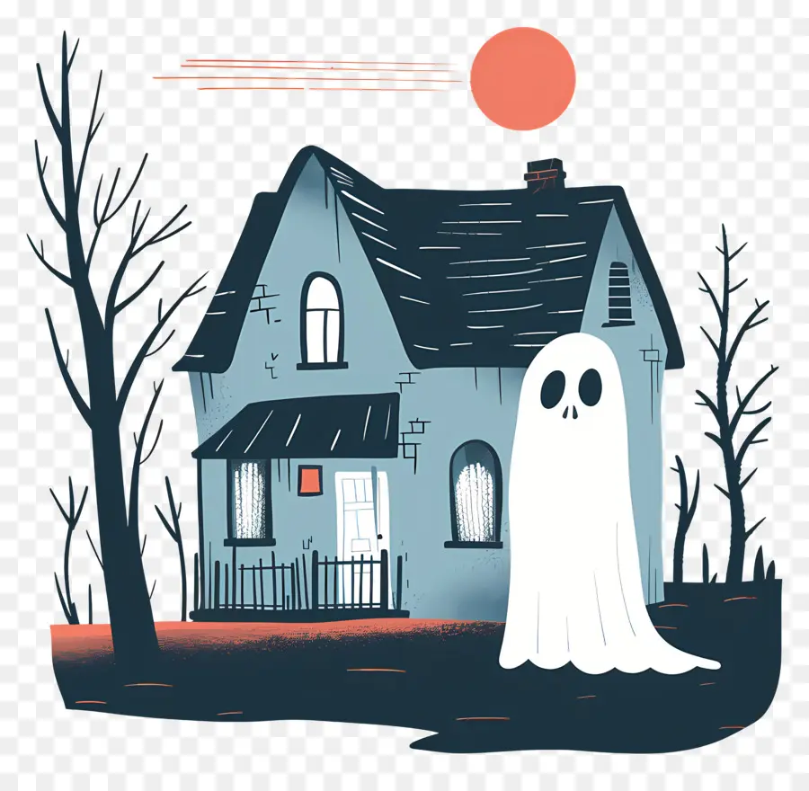 Fantasma De Halloween，Fantasma Y Casa PNG