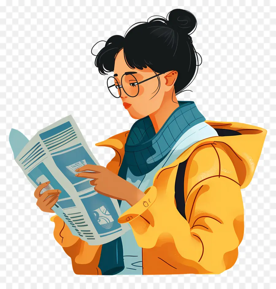 Chica Leyendo El Periódico，Mujer Leyendo El Periódico PNG