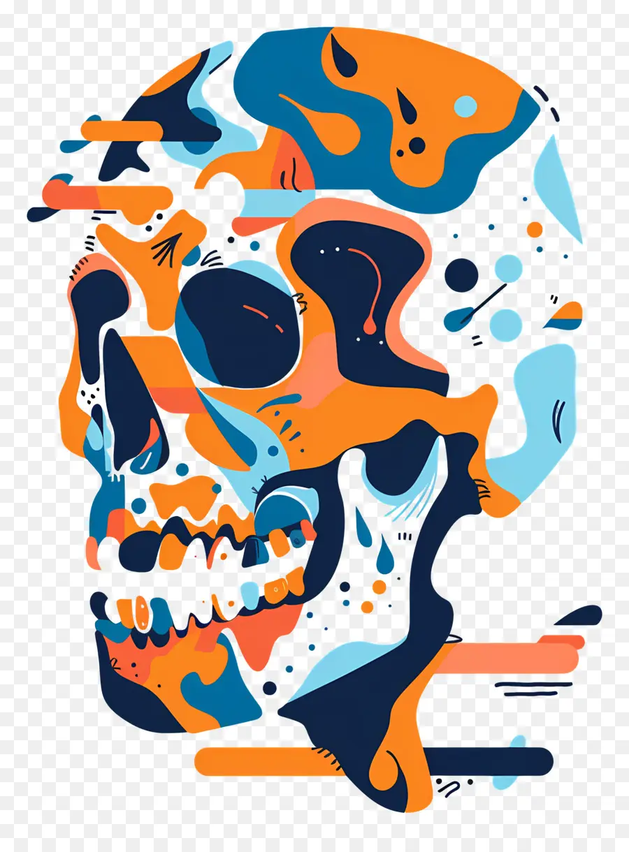 Calavera Aterradora，Calavera Colorida PNG