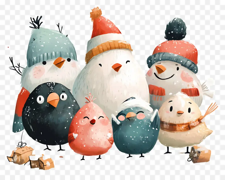 Feliz Año Nuevo，Pájaros Lindos PNG